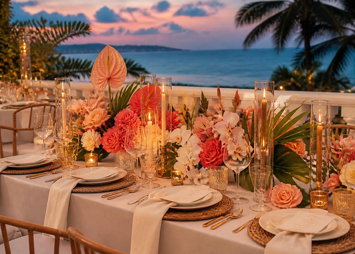 Evening celebration beside the Caribbean sea